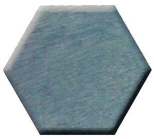 Blue hexagon-shaped tile with a slightly textured surface