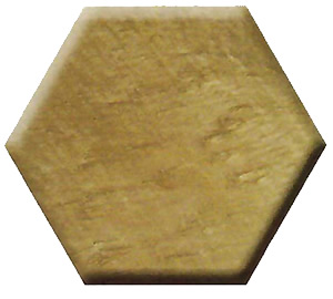 Gold-colored hexagonal tile with a textured surface