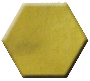 Yellow hexagonal tile with slightly beveled edges, viewed from above.